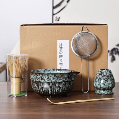 3.Artisanal Matcha Tea Set - 5-Piece Ceramic Gift Set with Kiln Glaze